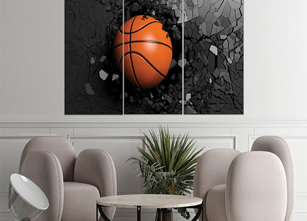 Basketball breaking forcibly through a black wall AOA13074 {x3}