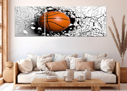 Basketball breaking forcibly through a black wall AOA13075 {x3}
