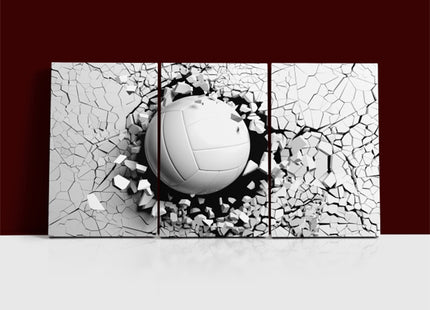 Volleyball ball breaking forcibly through a white wall AOA13077 {x3}
