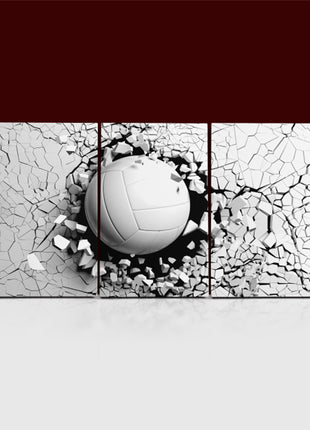 Volleyball ball breaking forcibly through a white wall AOA13077 {x3}