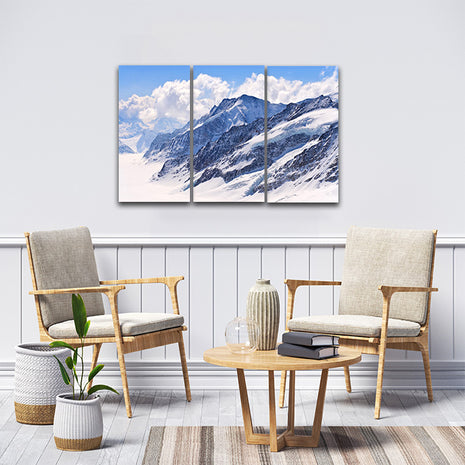 Snow Covered MOUNTAIN Swiss Alps Great Aletsch Swizerland AOA14308 {x3}
