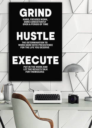 GRIND HUSTLE EXECUTE THE DETERMINATION TO WORK WITH PRESISTENCE AOA14325