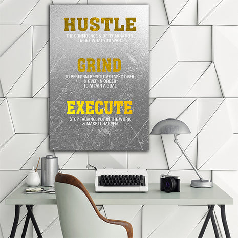 Grind Hustle Execute DETERMINATION TO ATTAIN A GOAL AOA14334