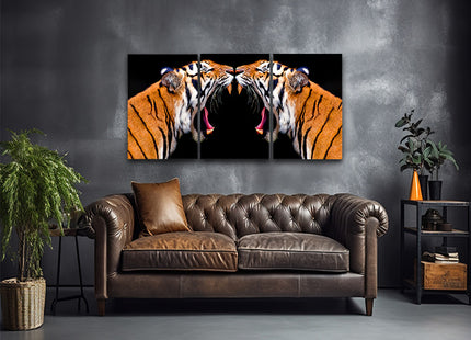 sumatran tiger roaring powerhouse Arted in dramatic hyperreal detail AOA14298 {x3}