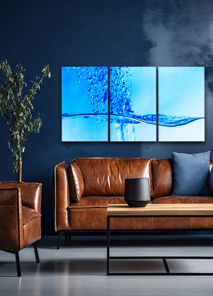 A dynamic Deep Blue water splash aqua bubbles AOA14289 {3x}