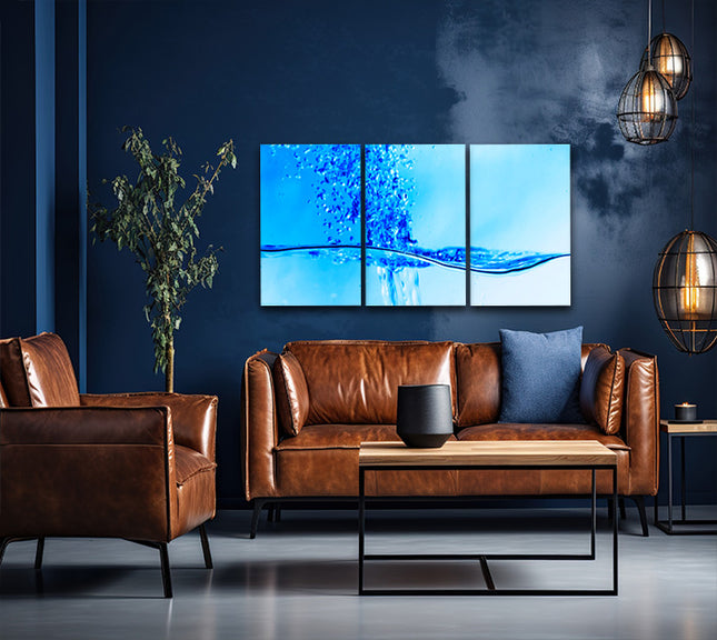 A dynamic Deep Blue water splash aqua bubbles AOA14289 {3x}