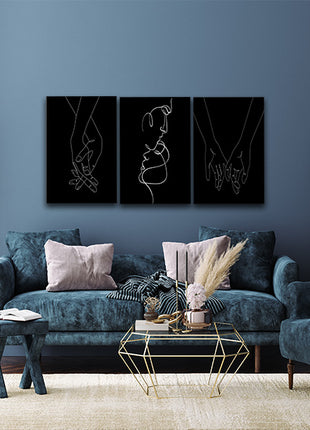 One line minimalistic style of A Couple Man & Woman holding hands AOA14299 {x3}
