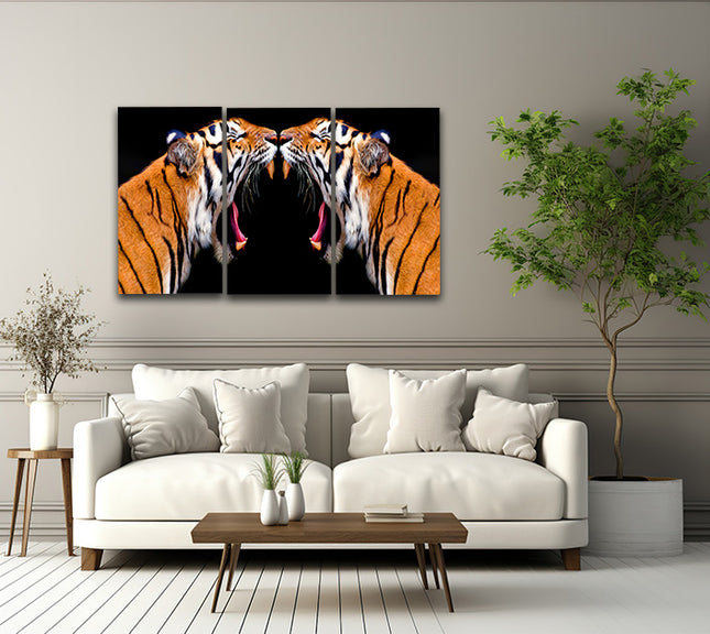 sumatran tiger roaring powerhouse Arted in dramatic hyperreal detail AOA14298 {x3}