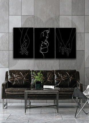 One line minimalistic style of A Couple Man & Woman holding hands AOA14299 {x3}