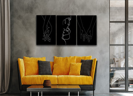 One line minimalistic style of A Couple Man & Woman holding hands AOA14299 {x3}