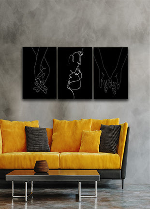 One line minimalistic style of A Couple Man & Woman holding hands AOA14299 {x3}