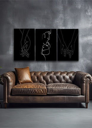 One line minimalistic style of A Couple Man & Woman holding hands AOA14299 {x3}