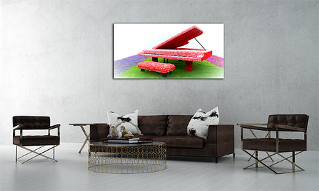 Piano With Flower Decoration On Grass AOAY6546