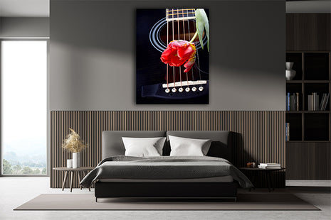 Guitar And Red Tulip Flower AOAY7492