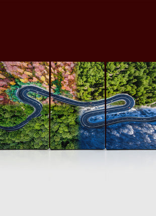 curved highway trough the forest Winding road four seasons AOA13007 {3x}