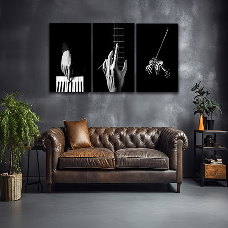 hands playing musical instrument Piano guitar violin AOA14302 {x3}