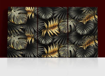 ELEGANT black and gold tropical leaves luxury exotic AOA13196 {3x}