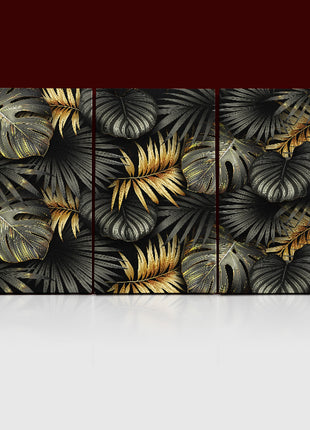 ELEGANT black and gold tropical leaves luxury exotic AOA13196 {3x}