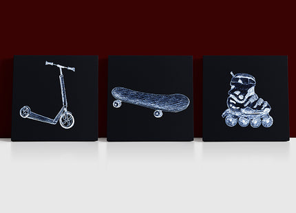 scooter & roller skate & skateboard sketch alternative transport AOA13001 {x3}