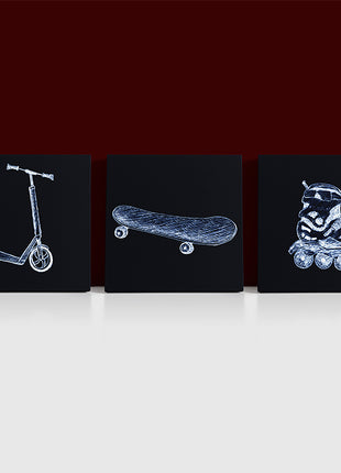 scooter & roller skate & skateboard sketch alternative transport AOA13001 {x3}