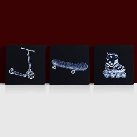 scooter & roller skate & skateboard sketch alternative transport AOA13001 {x3}