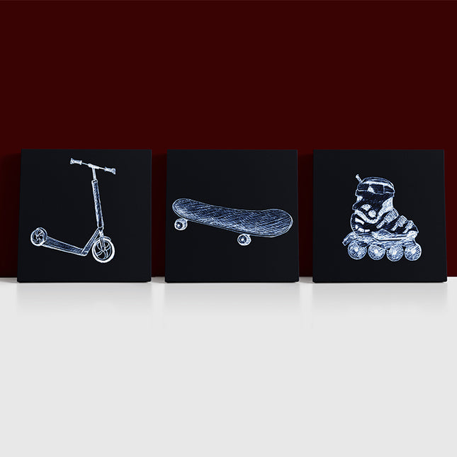 scooter & roller skate & skateboard sketch alternative transport AOA13001 {x3}