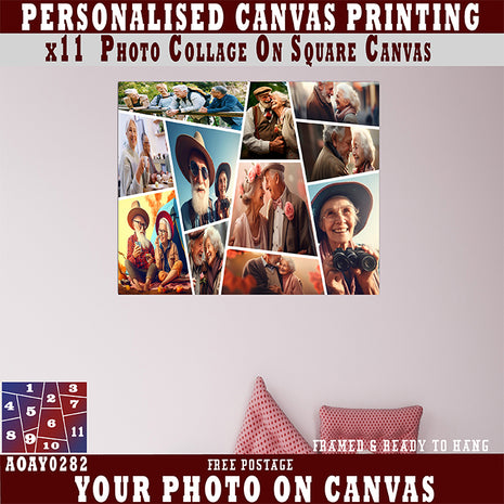 x11 COLLAGE SQUARE CANVAS PRINT{3N) (AOAY0282) BB