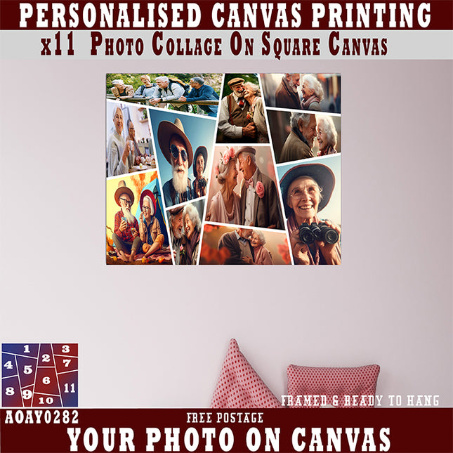 x11 COLLAGE SQUARE CANVAS PRINT{3N) (AOAY0282) BB